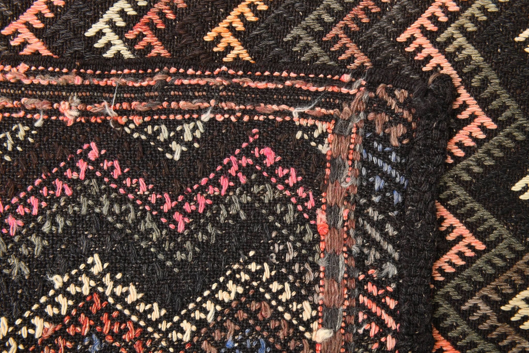 6x14 Kilim Multicolor Natural Wool Kilim Rug For Designer, 190x417 Cm