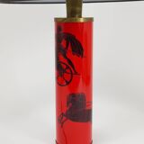 Piero Fornasetti Grande table lamp Bighe red and black mid-century, Italy, 1950s