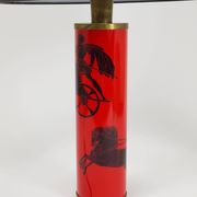 Piero Fornasetti Grande table lamp Bighe red and black mid-century, Italy, 1950s