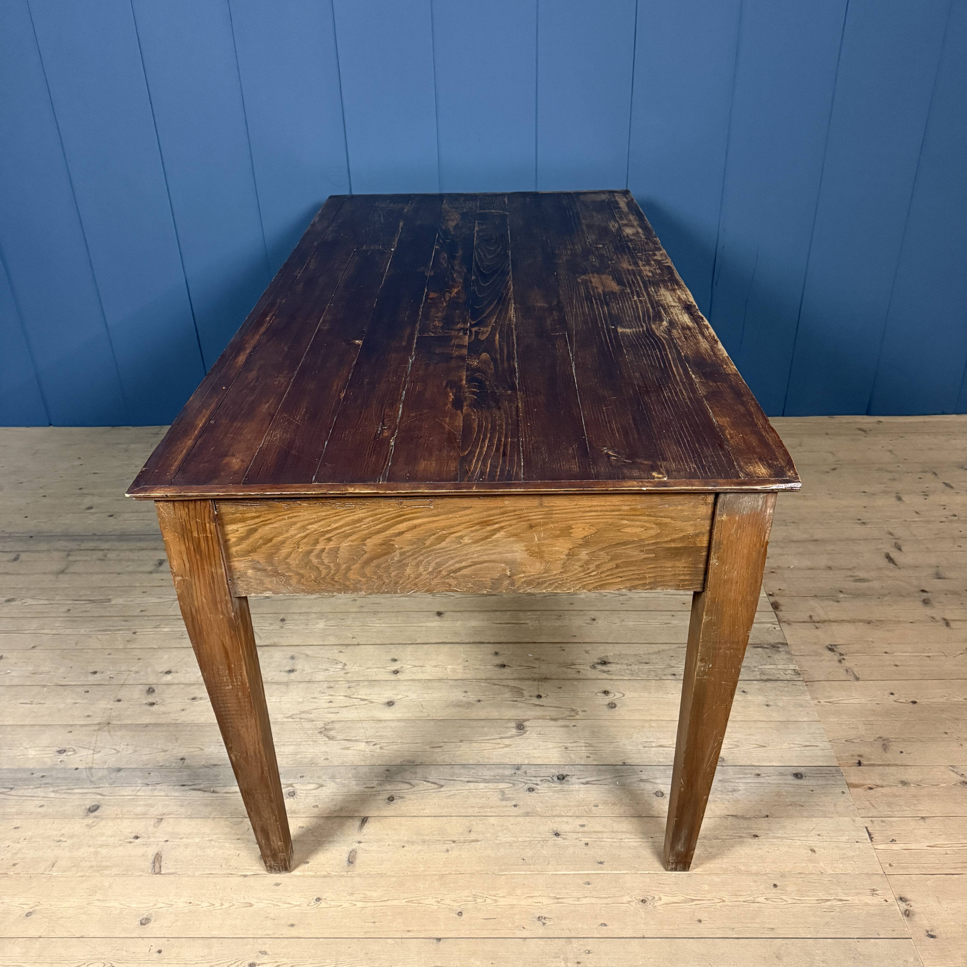 Old decorated wooden kitchen table