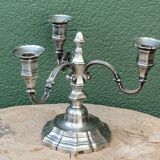 3-light silver-plated metal candlestick