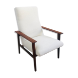 Scandinavian armchair with Lelièvre ecru buckle fabric
