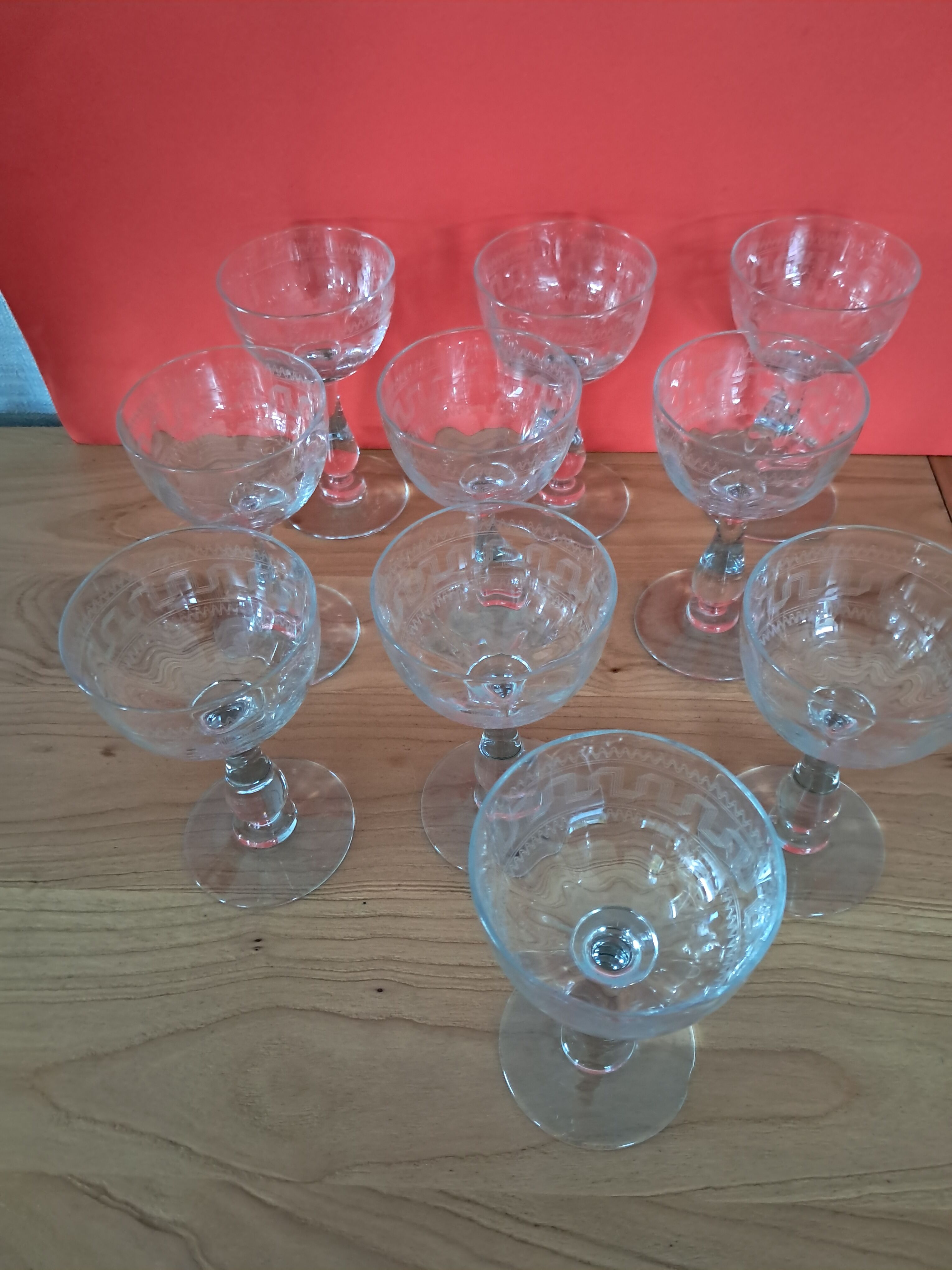 Wine guilloche glasses from the years 1900/1903.