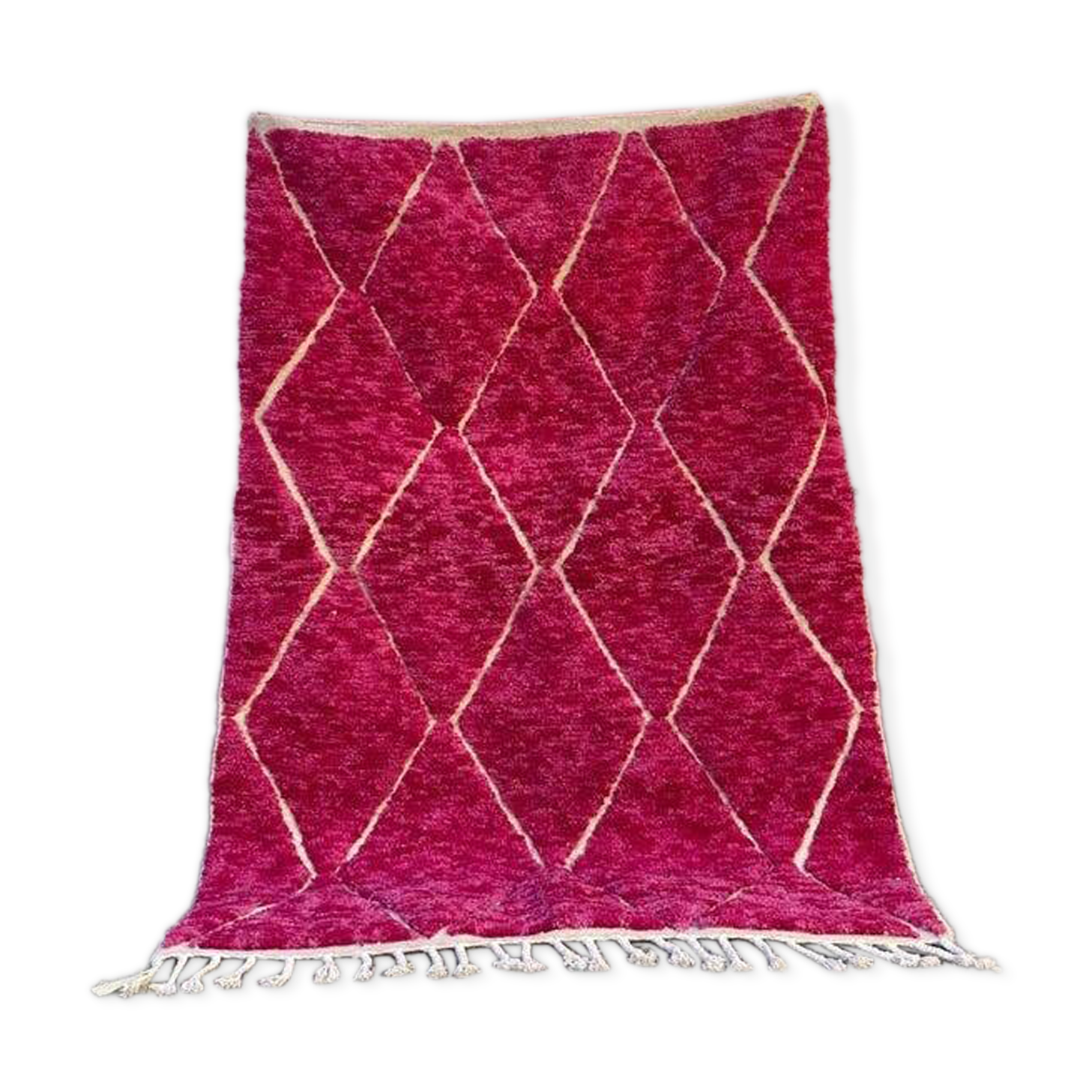 Tapis rose en laine fait main traditionnelle 250cmx150cm