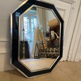 Chrome and blue lacquer mirror, 1970s