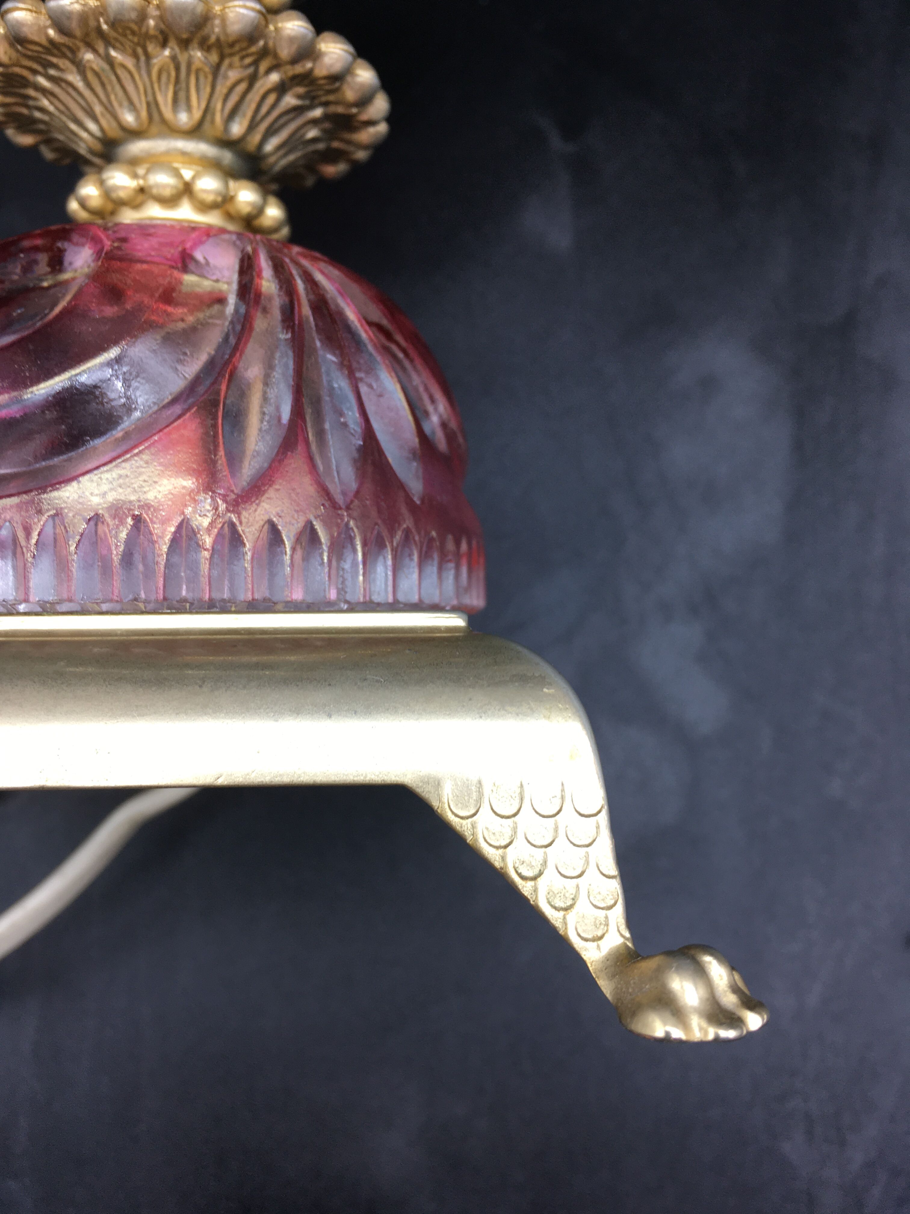 Vintage bedside with grapevines and chiseled crystal