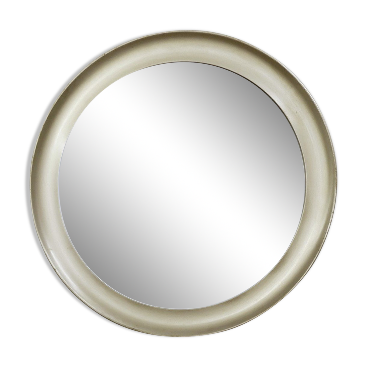 Brushed chrome round mirror 1970s 83x83cm