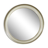 Brushed chrome round mirror 1970s 83x83cm