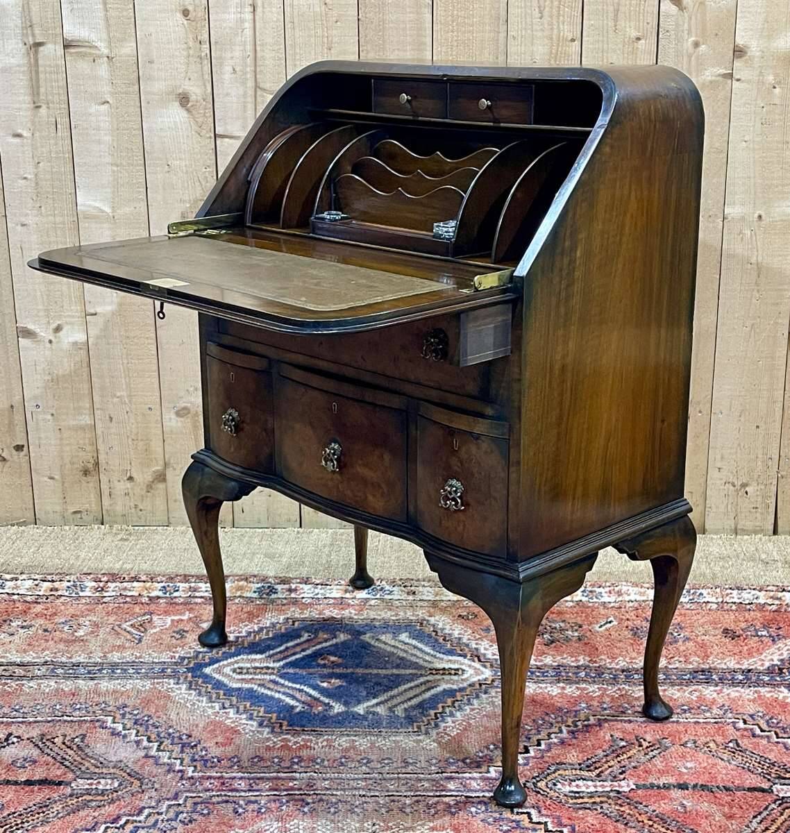 1930s English walnut back desk
