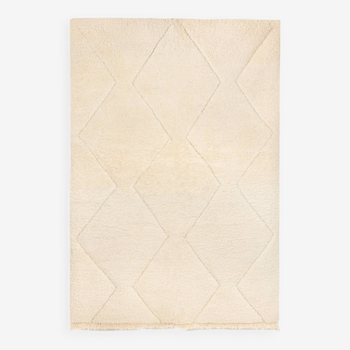 Tapis berbere beni ourain ecru avec motifs losanges 238 x 160 cm