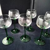 6 Alsace white wine glasses with engraved decoration