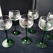 6 engraved white wine glasses from Alsace