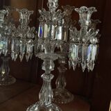 Pair of Baccarat three-light crystal chandeliers