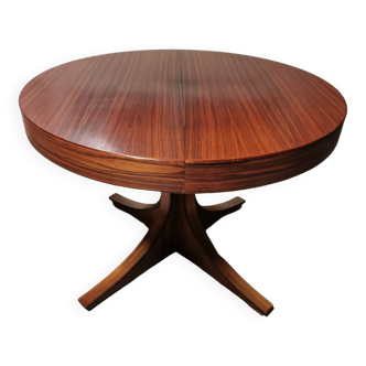 Rosewood extendable round table by Luigi Bartolini. vintage dining room 1960/70