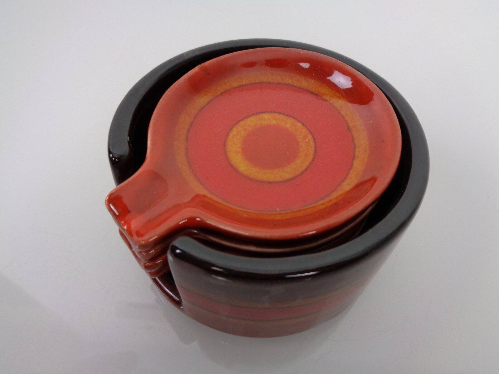 Pop Art Ceramic Ashtrays by Romolo Verzolini for Questa Maiolica, Italy, 1970s, Set of 5