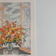 Lithograph signed by Michel Henry - Bouquet at the window