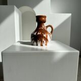 Small white and brown vase or pitcher West Germany H:15cm D:10.5cm