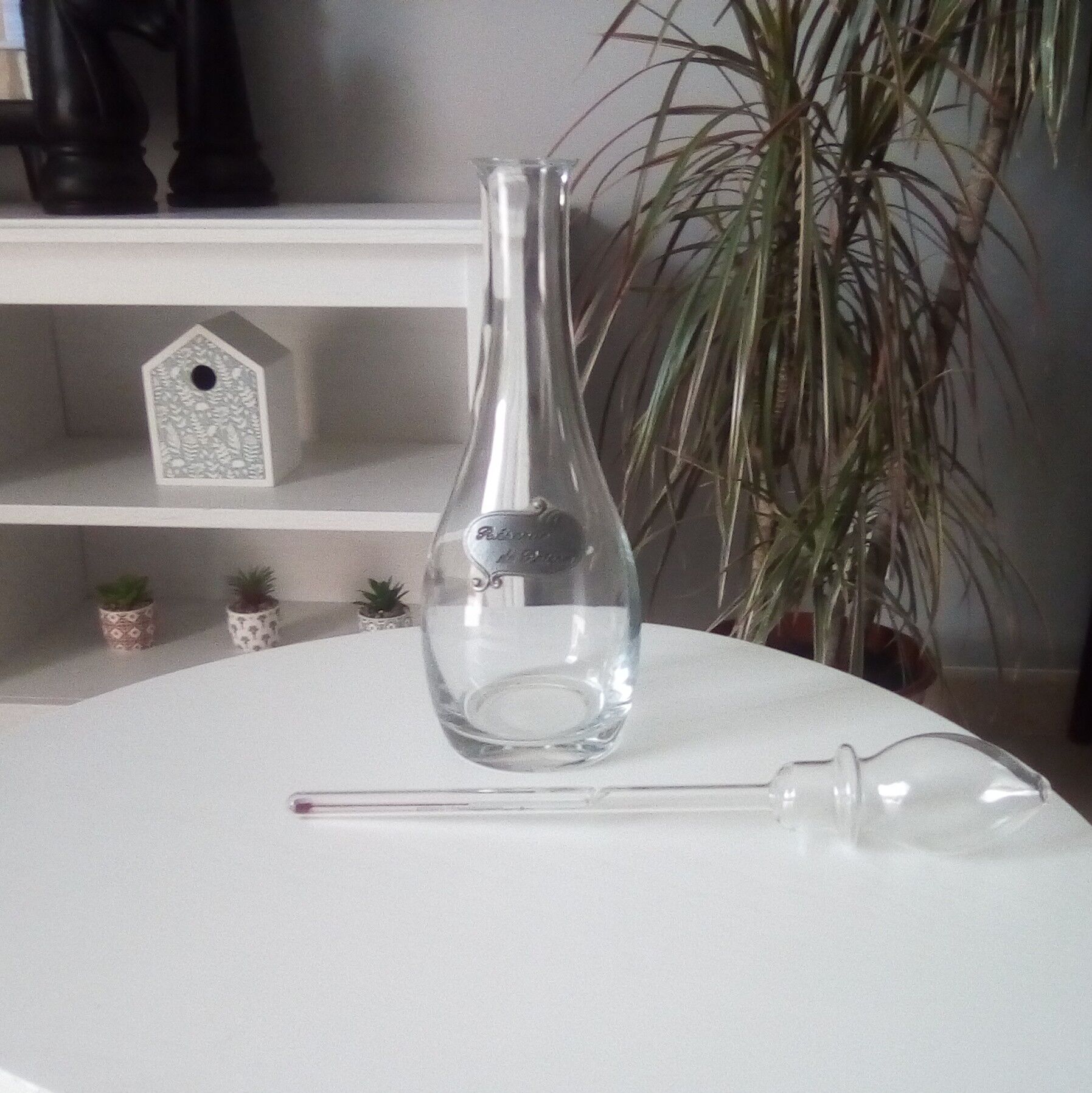 Vintage decanter to decant with thermometer cap