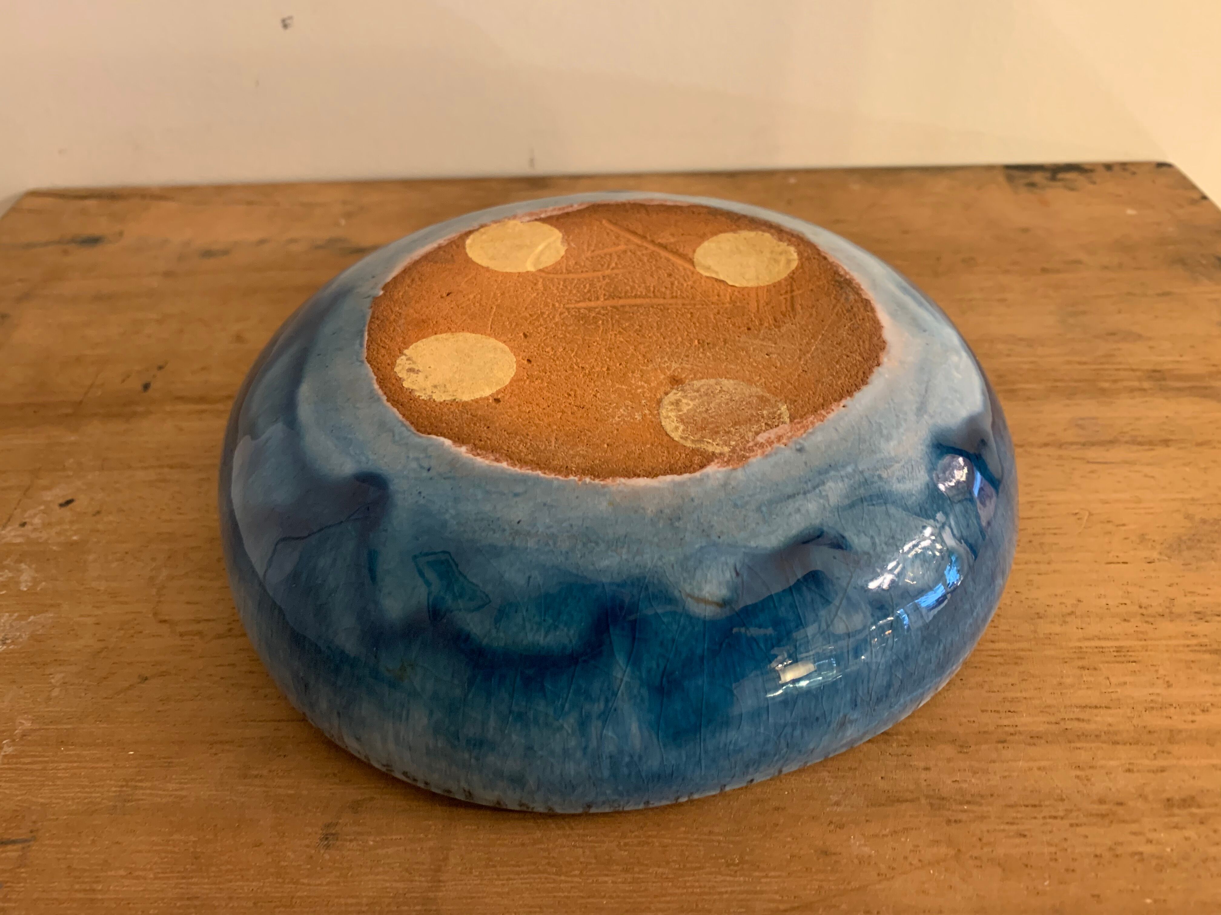 Blue glazed ceramic cup Cazaux Biarritz