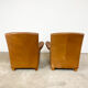 Ensemble de deux fauteuils vintage en cuir de cognac Amsterdam