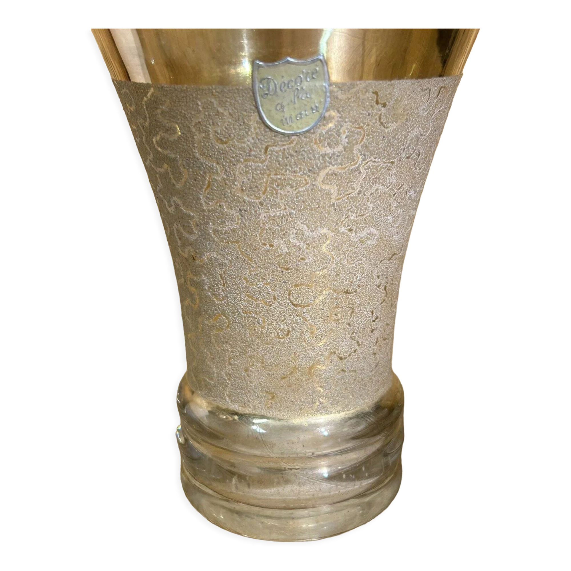 Old golden vintage cone vase, tense décor, 50s, 60's