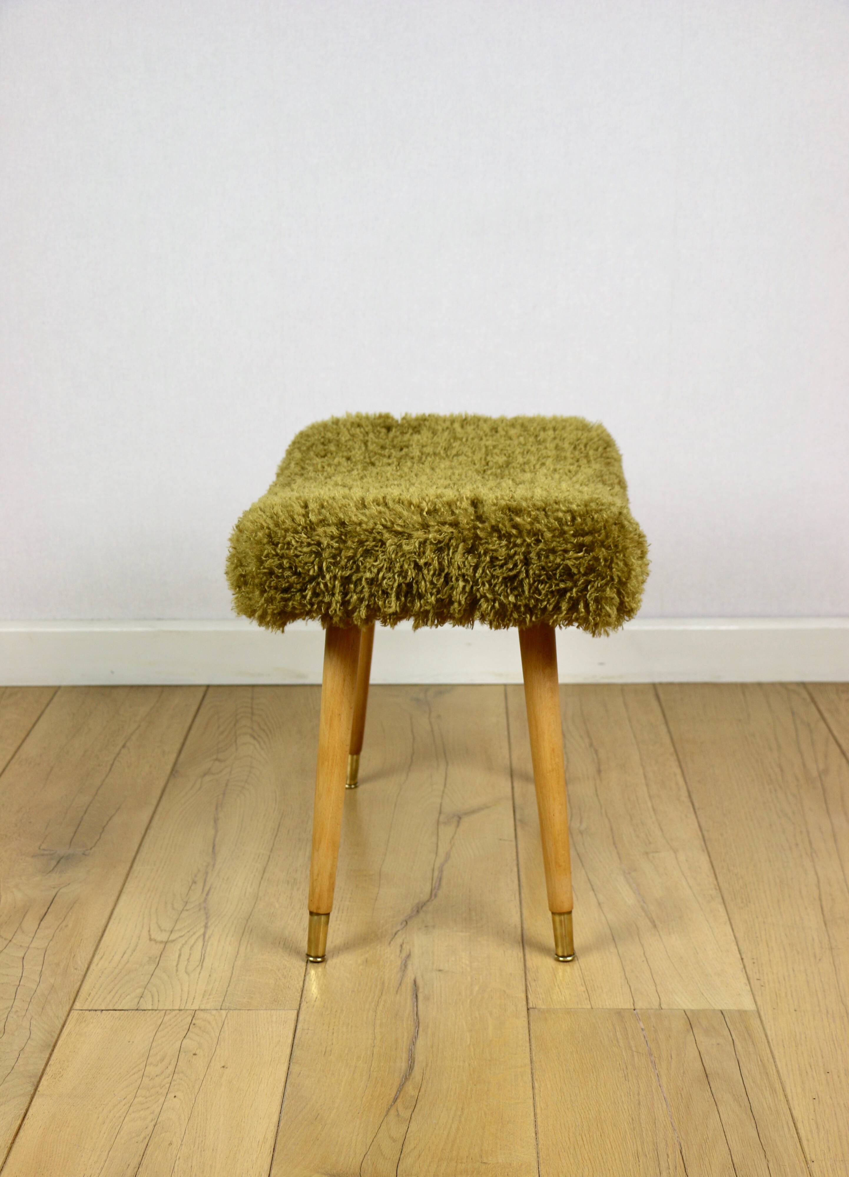 Edmund Homa stool high seat khaki / olive - golded beech legs