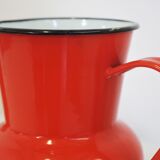 Set pichet & théière en métal émaillé orange et noir 1950s, set de 4