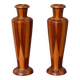 Pair of turned wooden vases – geometric design