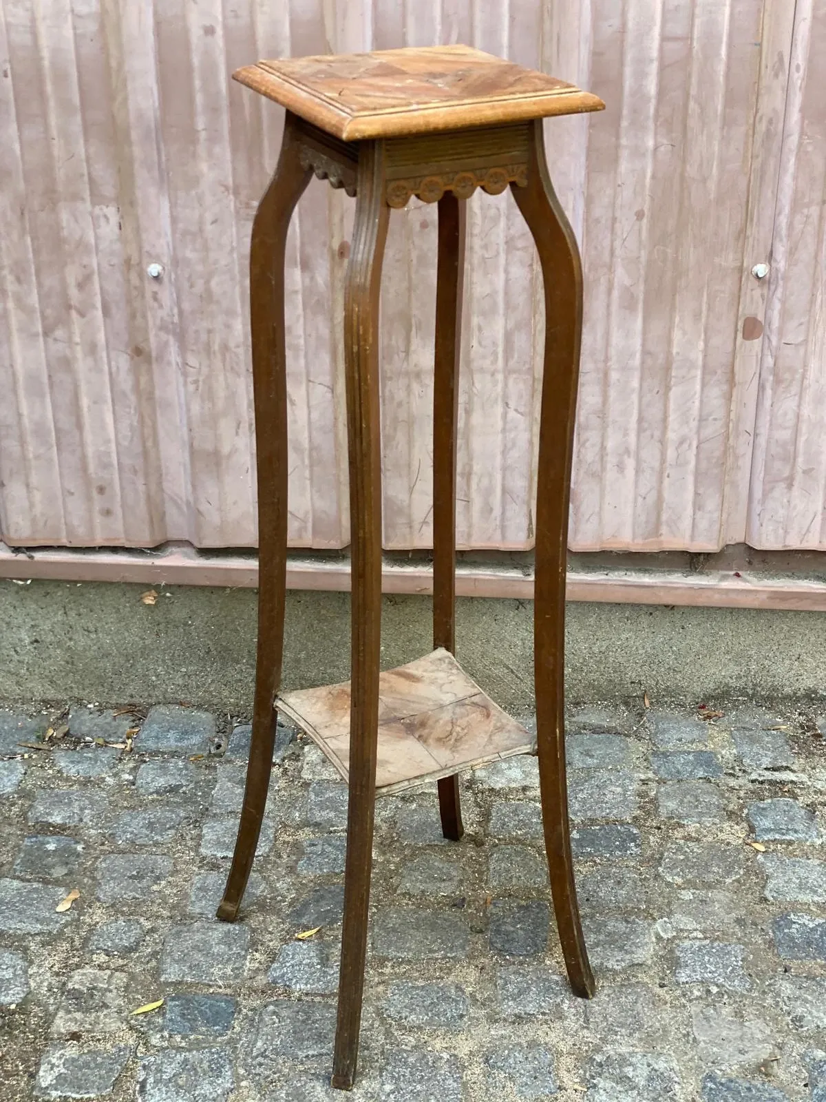 High Art Nouveau stand in wood & marquetry – Plant holder 1920