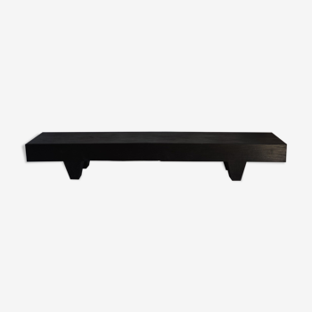 Large wooden bench minimal rectangular black 2m75