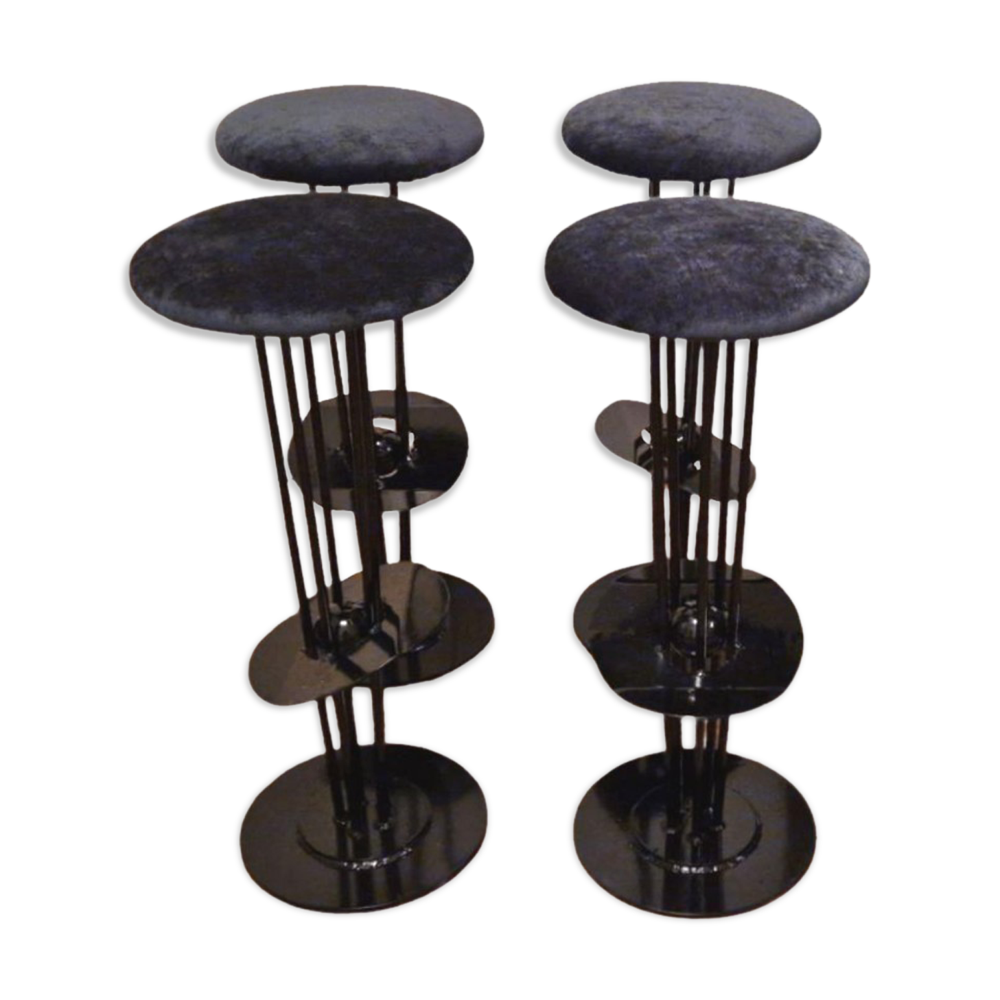 Metal post modern bar stools set of 4, Belgium 1980s