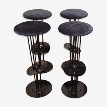 Metal post modern bar stools set of 4, Belgium 1980s