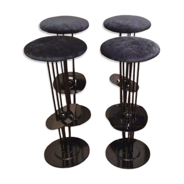 Metal post modern bar stools set of 4, Belgium 1980s