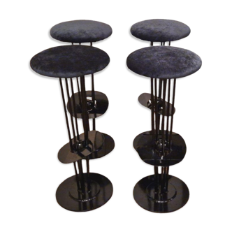 Metal post modern bar stools set of 4, Belgium 1980s