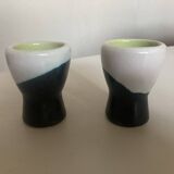 pair of green lined Vallauris 196O egg cups
