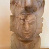 Carved onyx lamp – Pre-Columbian/Aztec style – Vintage