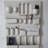 Vintage wall storage system in matte white ABS, Italy 1970s.