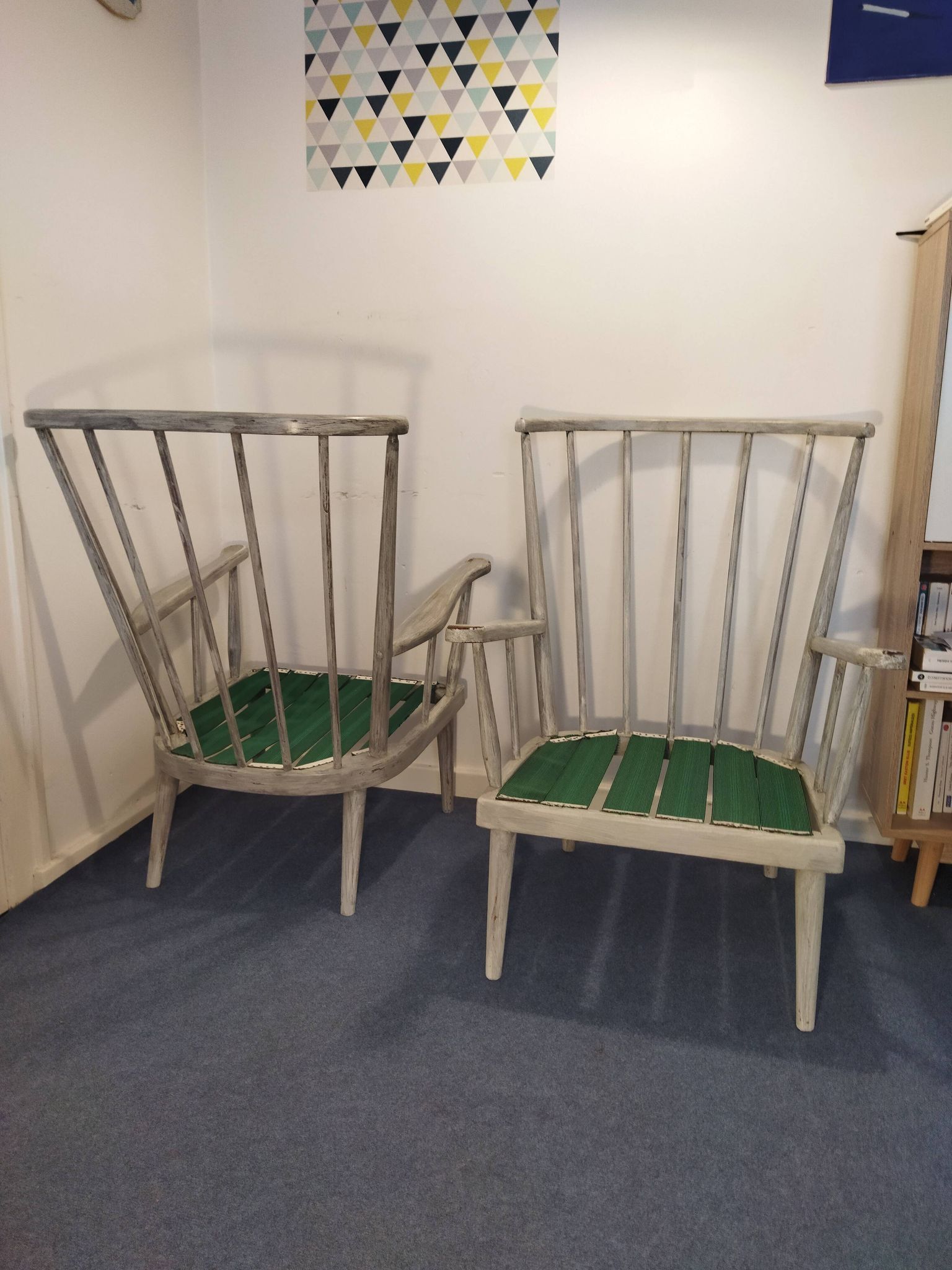Pair of Baumann fan armchairs