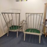 Paire de fauteuils Baumann éventail