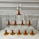 Set of 10 wine glasses with amber feet