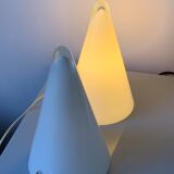 Sce & Habitat - Pair of lamps "Teepee" White vintage glass 1980s memphis