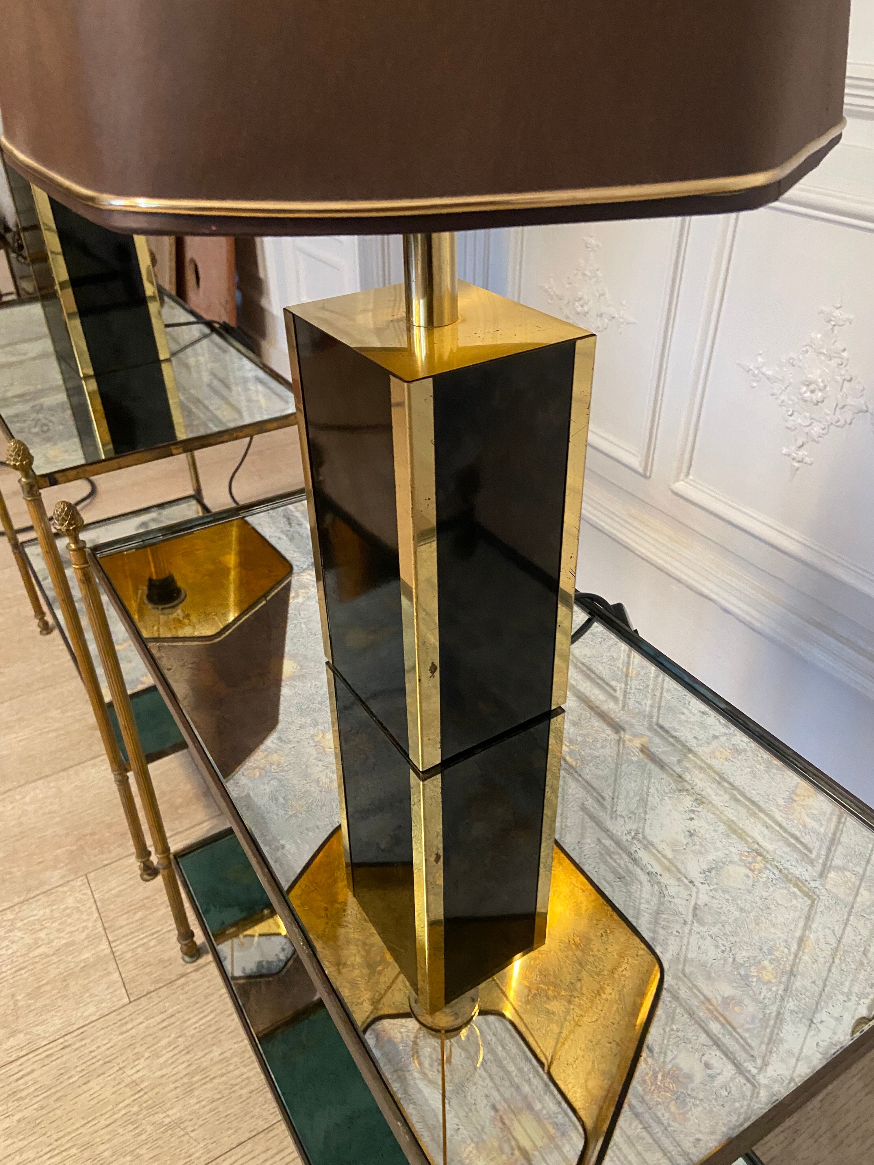 Pair of black and gold lacquered lamps, 1980s