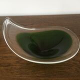 Mid Century Modern Swedish Flygsfors Green Freeform Art Glass Bowl - Paul Kedlev