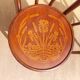 pair of bistro chairs, curved wood and pattern on the seat