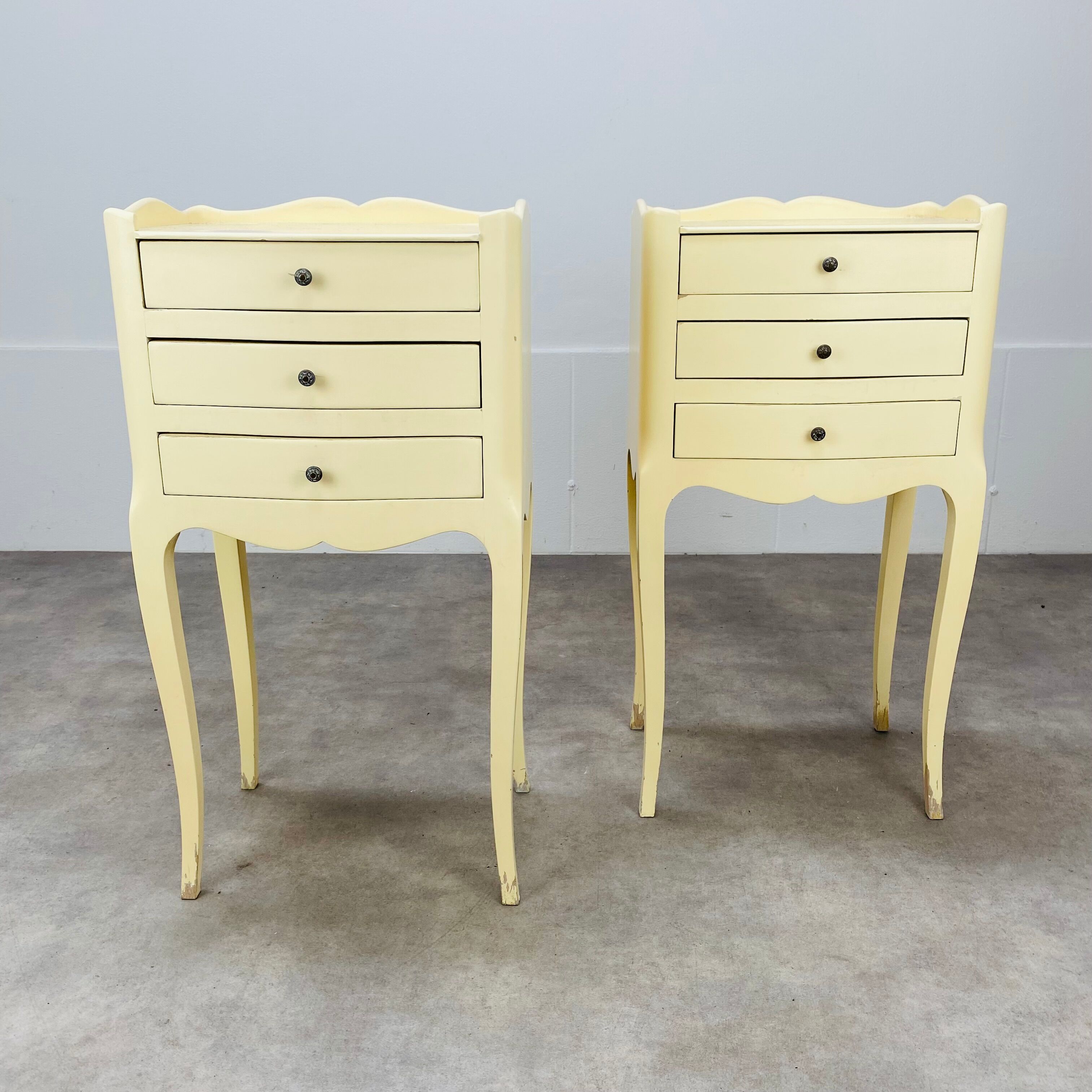 Pair of bedside tables Louis XV style white