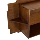 Art Deco wooden wall shelve rack in oak minimalist design