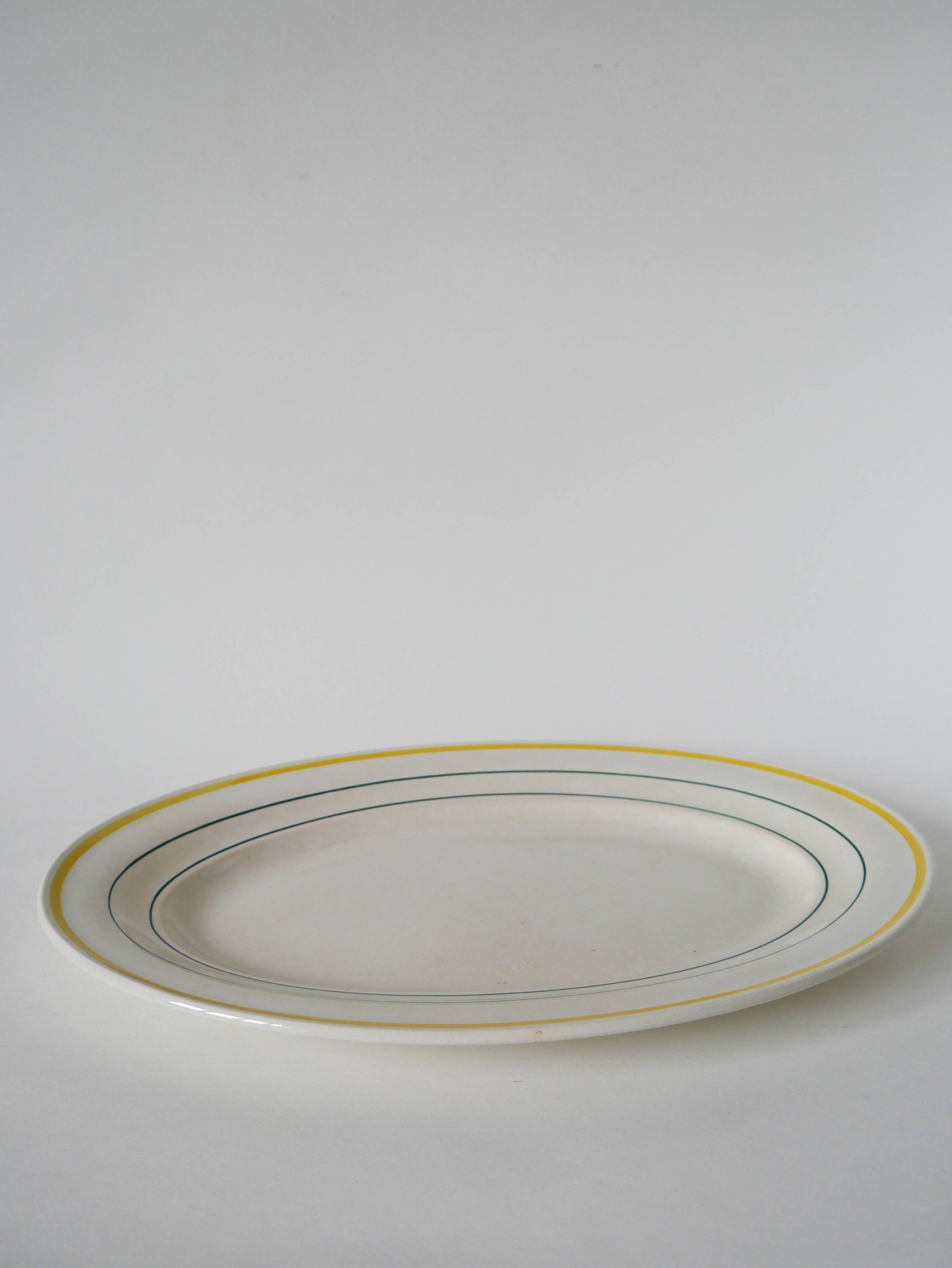 Oval dish with yellow borders st amand model "trouville", 1960