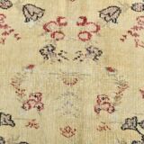 7x9 Yellow & Burgundy Floral Turkish Vintage Rug, 216x281Cm