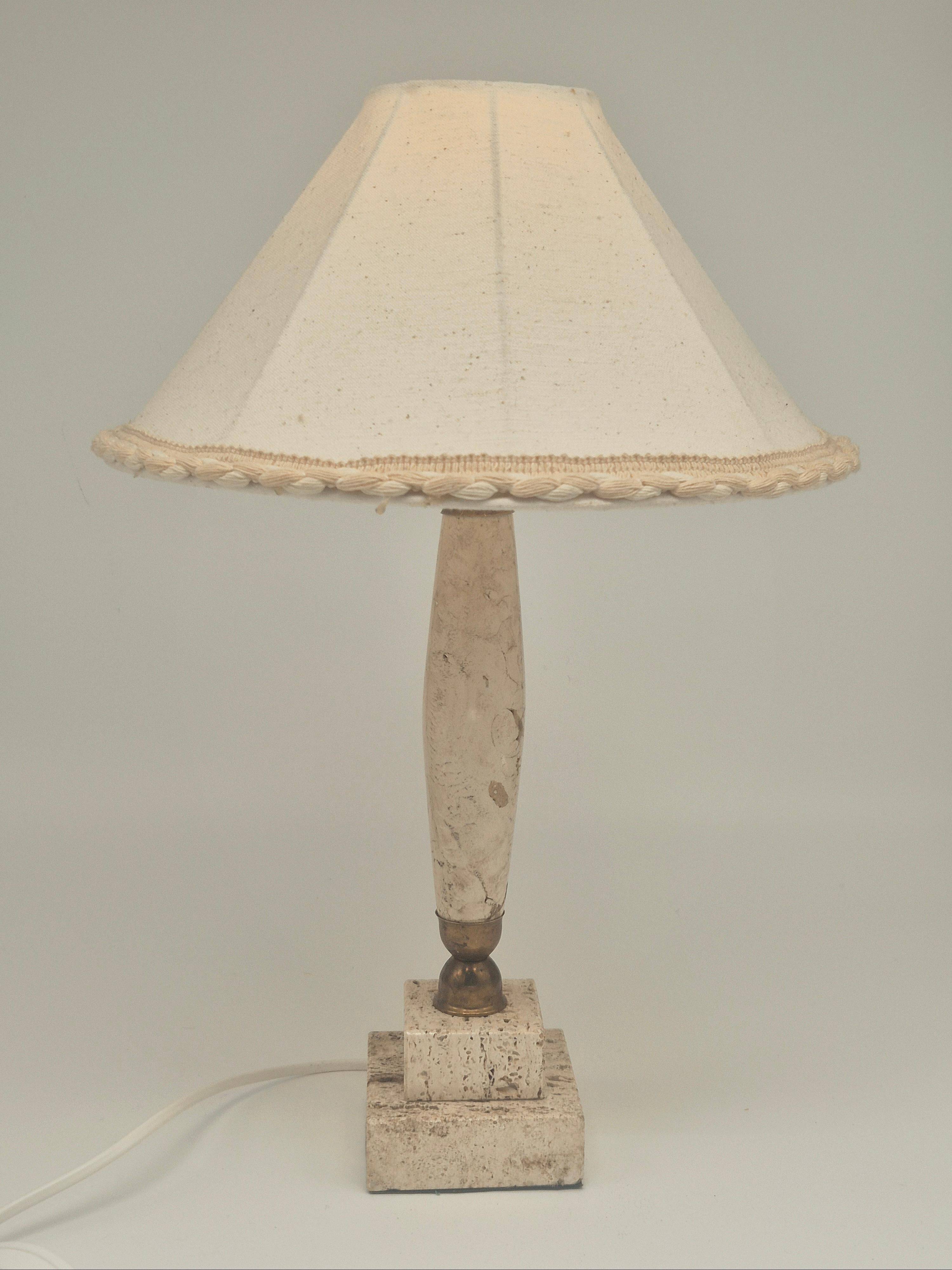 Table lamp in onyx and travertine, mid-century modern, 1970s.