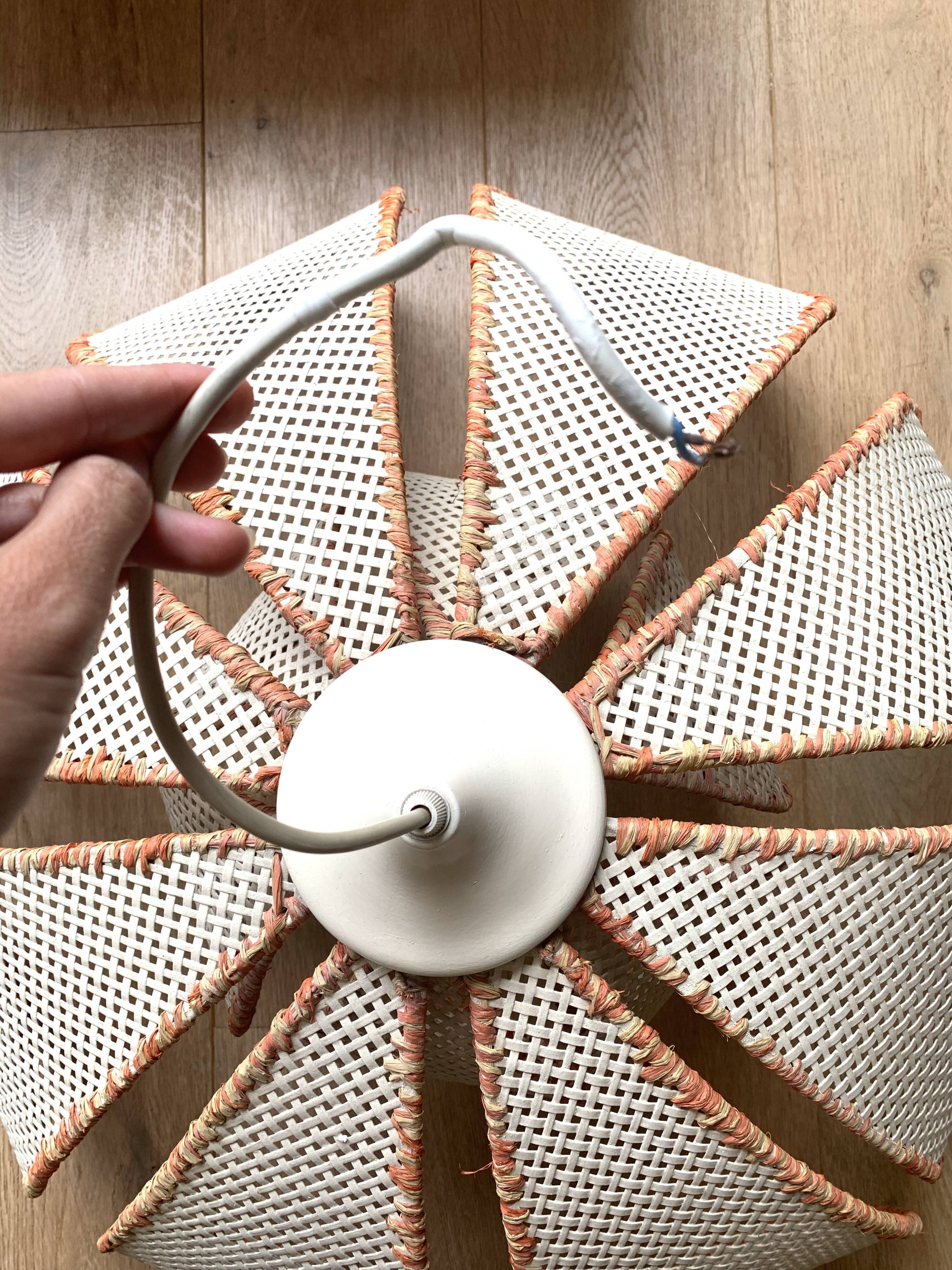 Flower suspension in rattan canning from the 70s